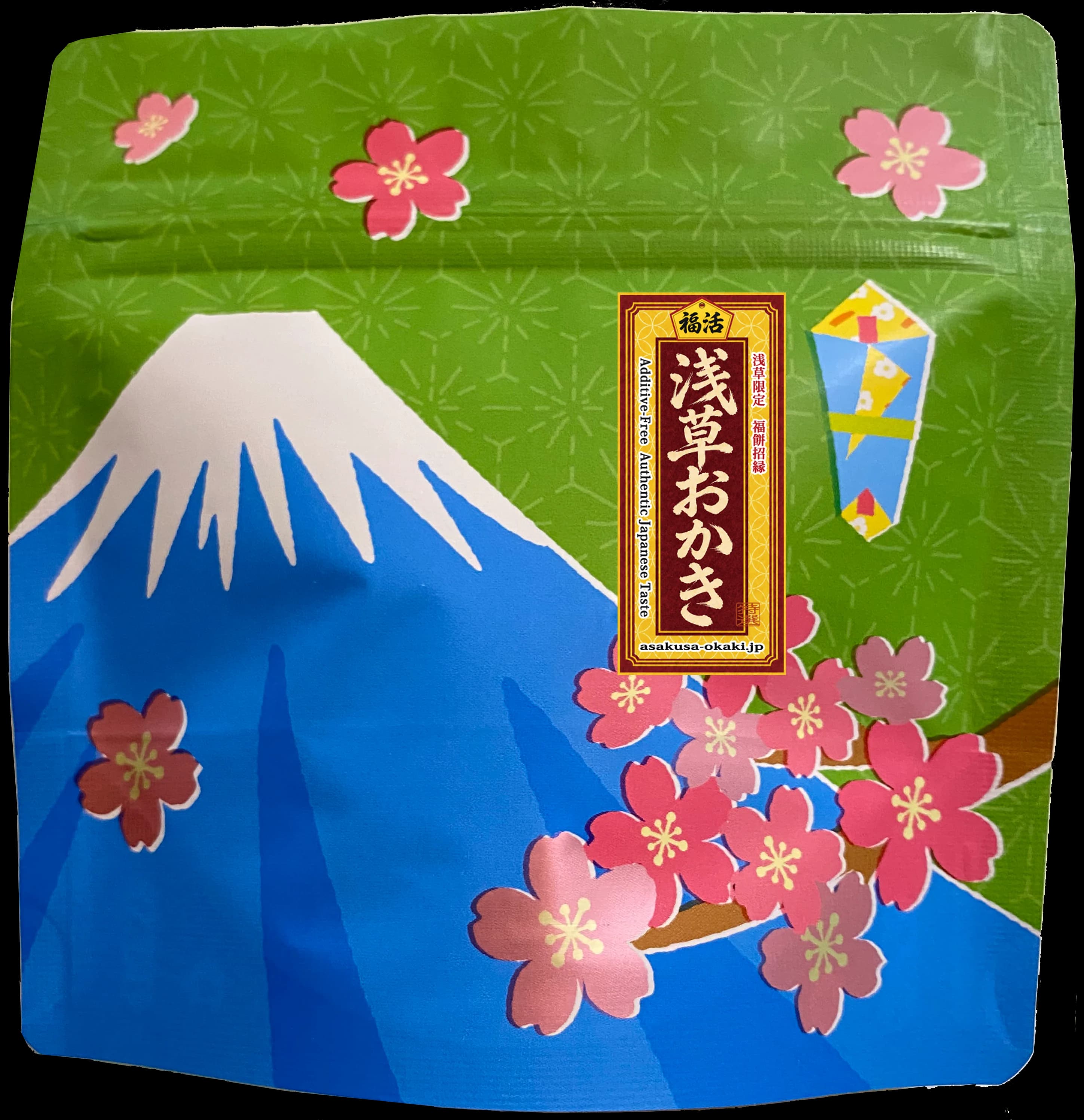 富士山柄の浅草おかきパッケージ
