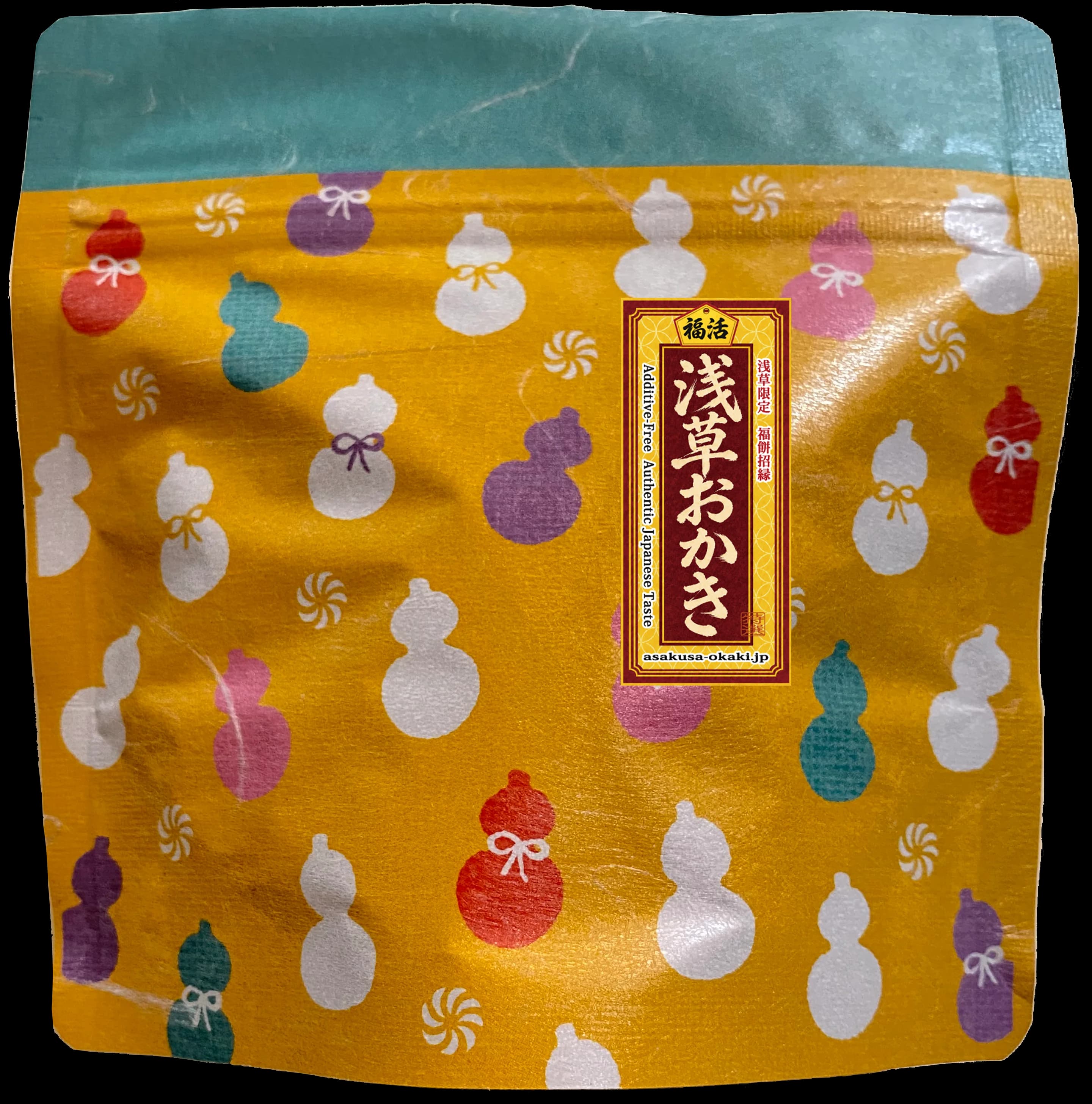 ひょうたん柄の浅草おかきパッケージ