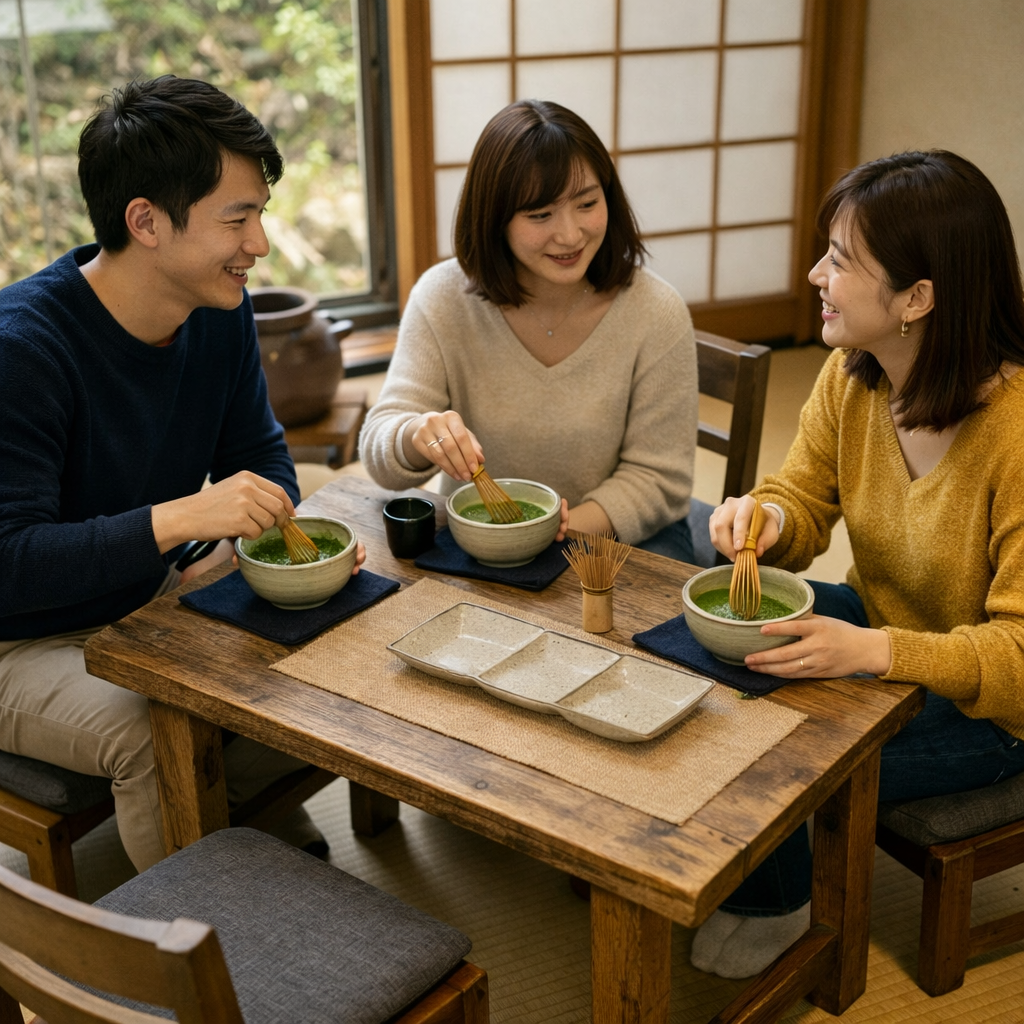 セルフ抹茶たて + 浅草おかき3本のセット